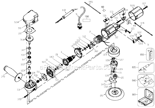Page A Diagram and Parts List for 7334 Type 2 Porter Cable Sander Polisher